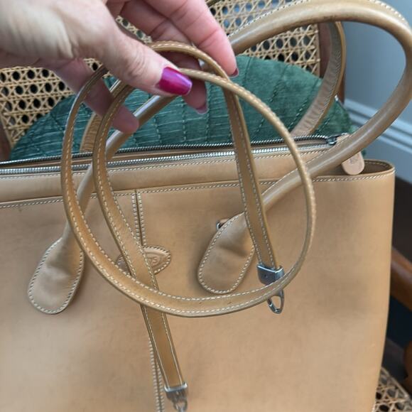 Vintage 90s Tod’s Tan Di Bag Top Handle Zip Closure Tote Purse - Picture 5 of 10